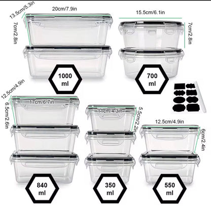 12pc sealed refrigerator storage box with lid